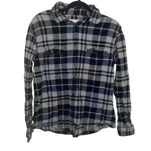 Goodfellow & Co Men’s Long Sleeve Cotton Blue Gray Square Shirt Size M